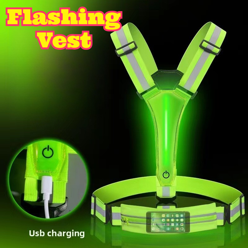 Reflective Cycling Vest - LED Parlayan Yansıtıcı Yelek Yüksek Görünürlük