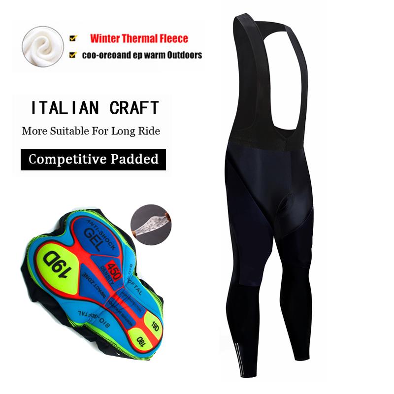 Cycling Gear Winter - Tüm siyah bisiklet Bib pantolon kış