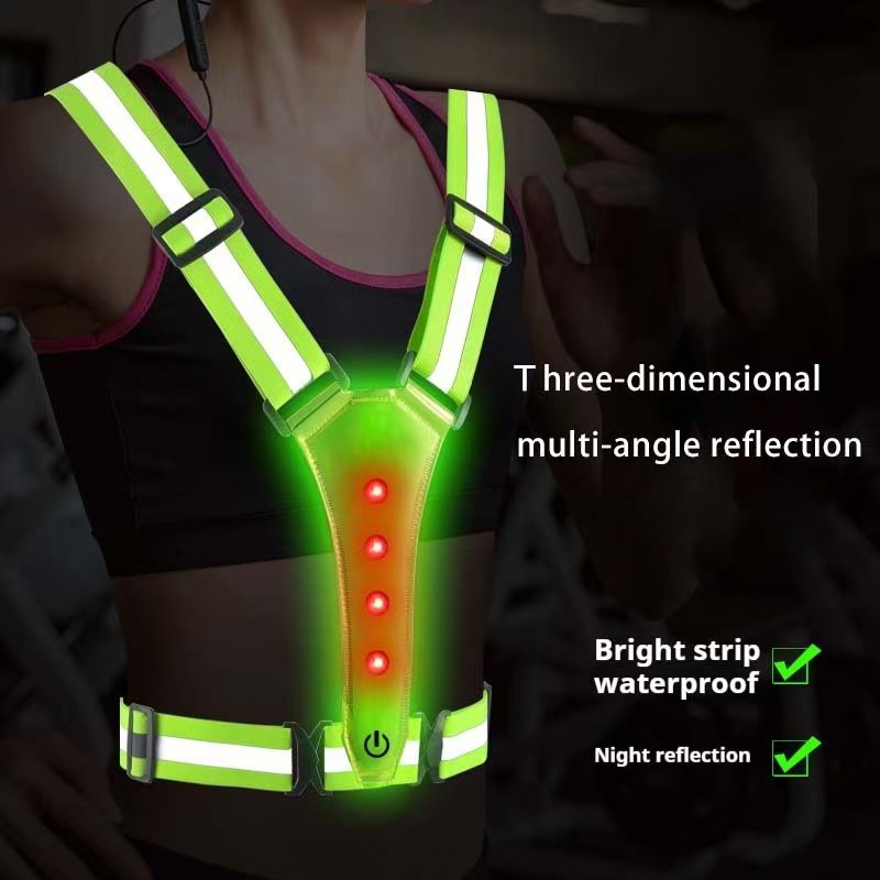 Reflective Cycling Vest - LED Koşu Yeleği Yansıtıcı Parlayan Reflektör
